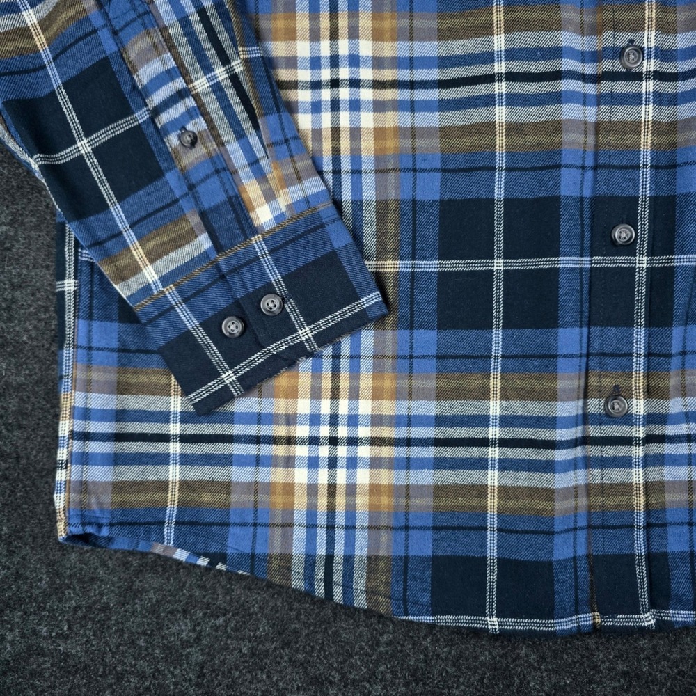 Eddie Bauer Mens XL Flannel Shirt Blue Plaid Long Sleeve Button Up Top - Picture 11 of 13